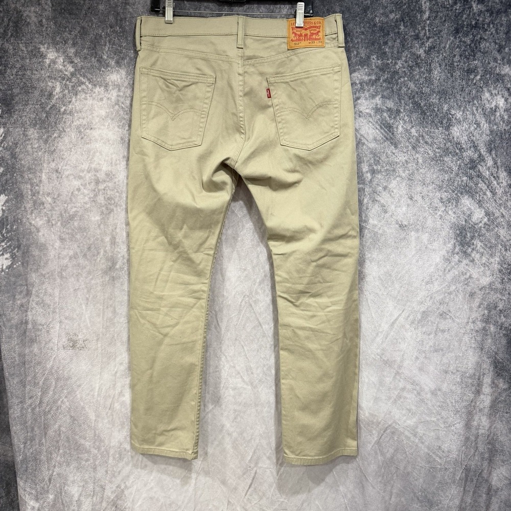 Levi's 513 Men's W33 L30 Slim Straight Khaki Pants Beige Stretch 5 Pocket